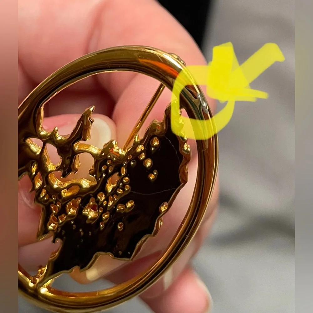 Vintage Lovell Designs Gold Tone Brooch Pin Card Ken Kantro Cypress Tree Signed